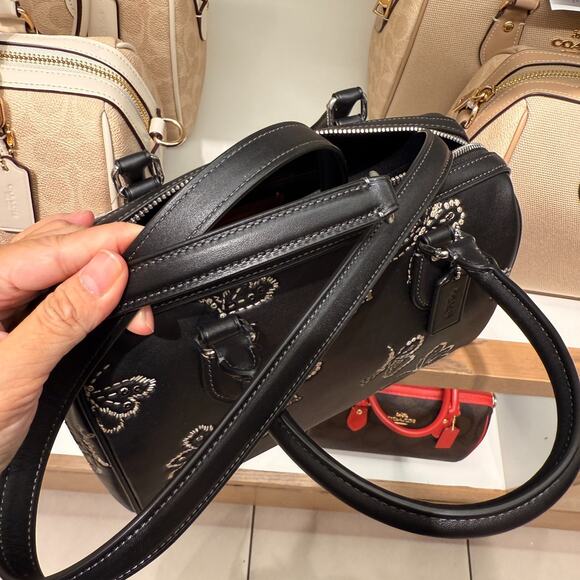 Coach Rowan Satchel Bag With Butterfly Print CCK88 Black - Picture 11 of 12